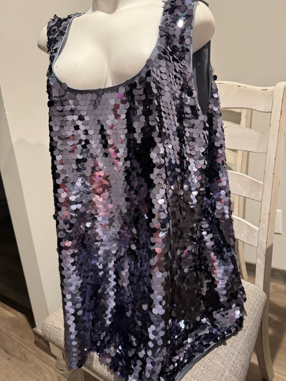 Gun metal color Sequin  Tank Top , Size 4x